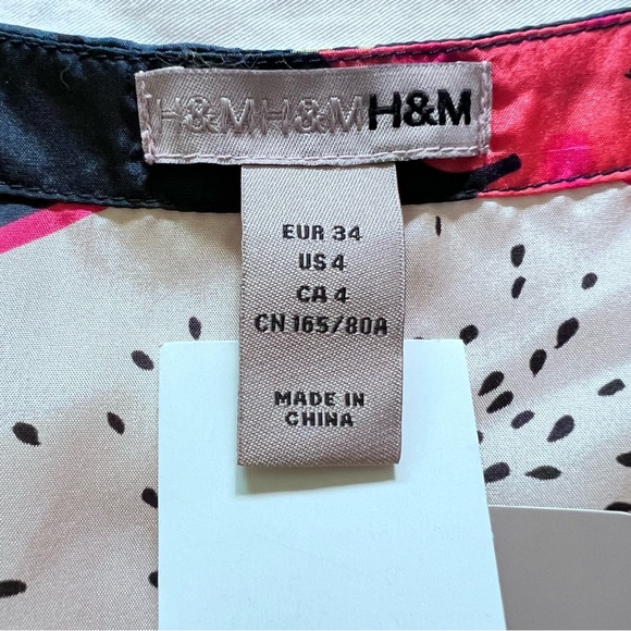 H&M - Pink and Blue Fruit & Flowers Silk Dress - Picture 12 of 12